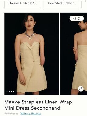 Maeve Strapless Wrap Mini Dress in Beige